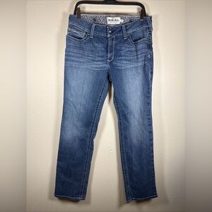 Ariat Real Denim Womens Straight Jeans 32R Medium Wash Embroidered Western Rodeo